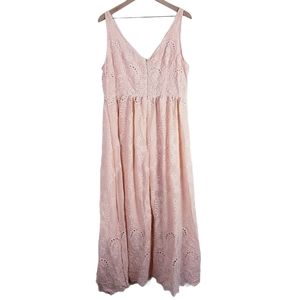 Anthropologie Pink Eyelet Lace Maxi Dress XL